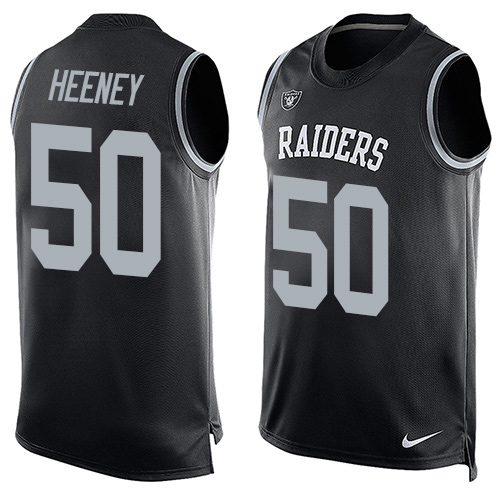 Men's Limited Ben Heeney Nike Jersey Black - #50 Player Name & Number Tank Top NFL Oakland Raiders